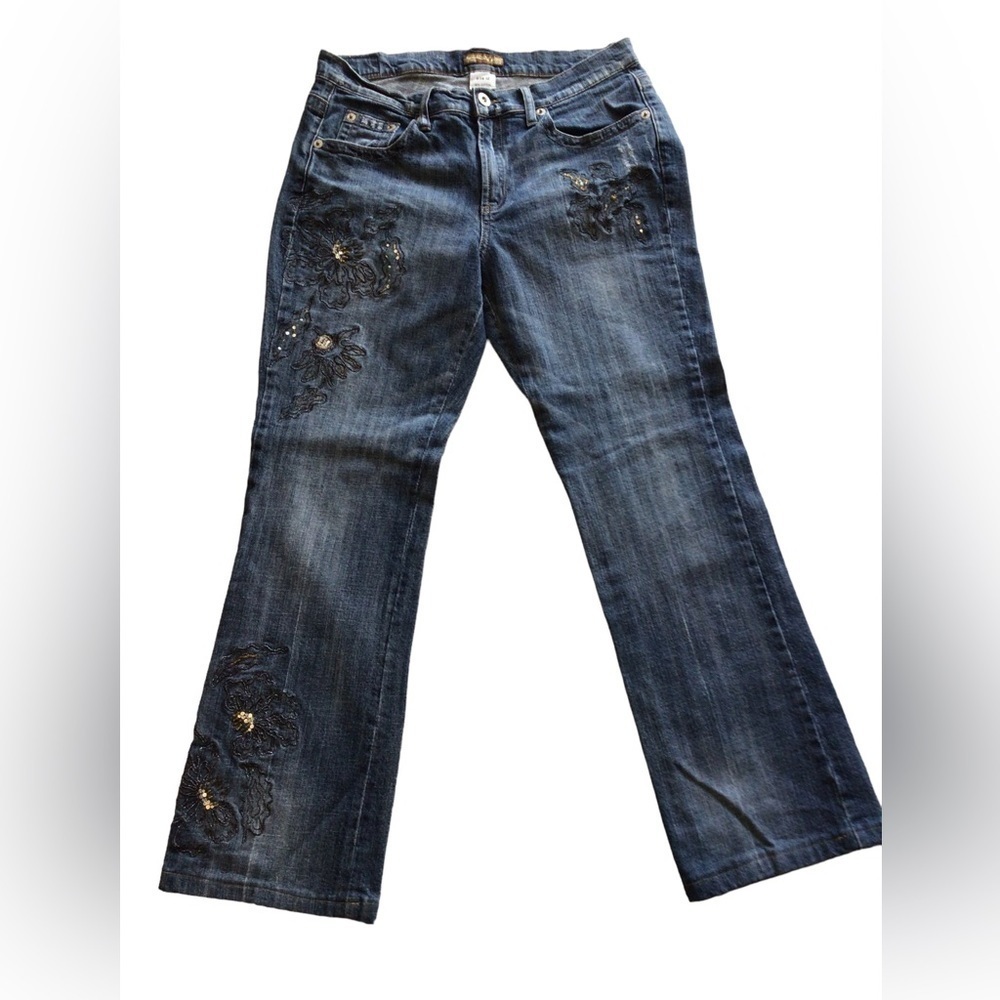 .Department of Peace Jeans Boot Cut Denim Embellished Light Distressed Si…